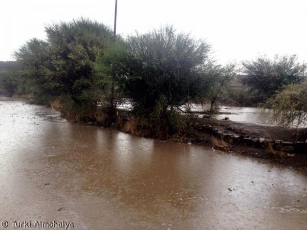 شاهد بالصور جمال الطبيعة في هطول الامطار وتجمع السيول قبل قليل على منطقة أرتل بصنعاء