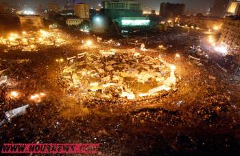 الإحتفالات في ميدان التحرير بالقاهره بعد إعلان إستقالة حسني مبارك في 11 فبراير